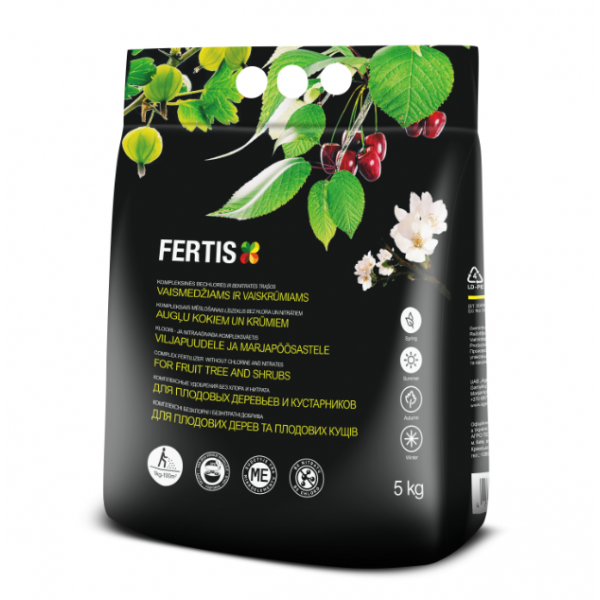 FERTIS komplekss mēslošanas līdzeklis bez hlora un benitrātiem augļu kokiem un augļu krūmiem 5 KG