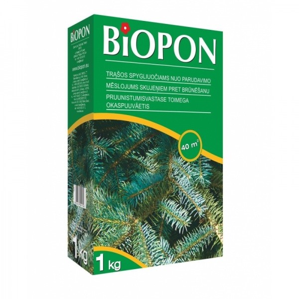 BIOPON väetis okaspuudele pruunistamisest 1kg (graanulid)