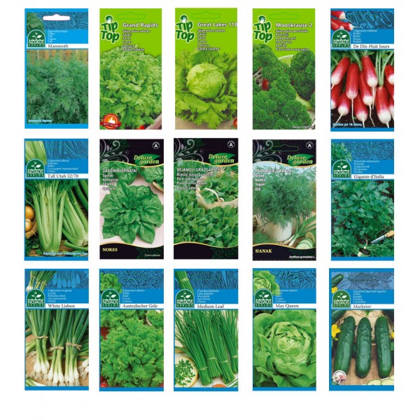 Köögiviljade seemnekomplekt salatite jaoks 15 pakett