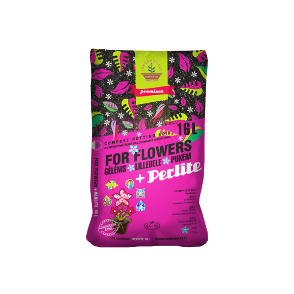 Kompostinė žemė gėlėms su perlitu 16L
