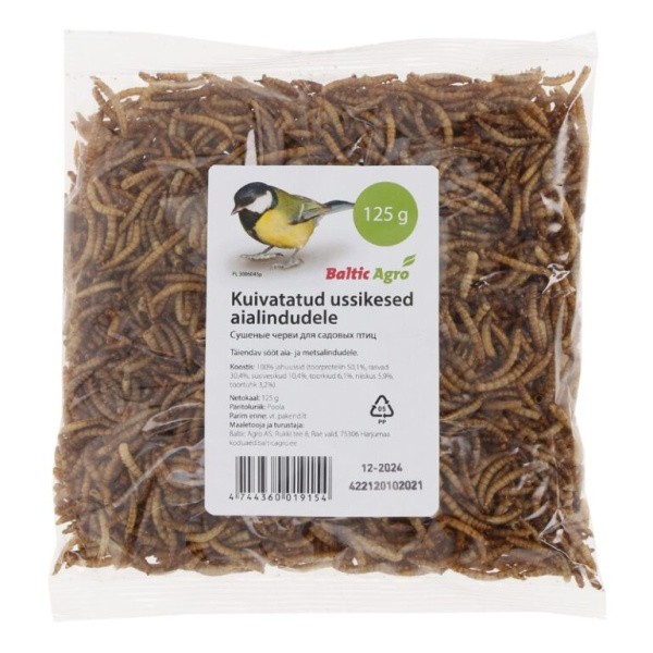 Linnusööda kuivatatud ussid 125g