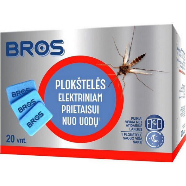 BROS sääskede plaadid elektriseadmetele, 20tk
