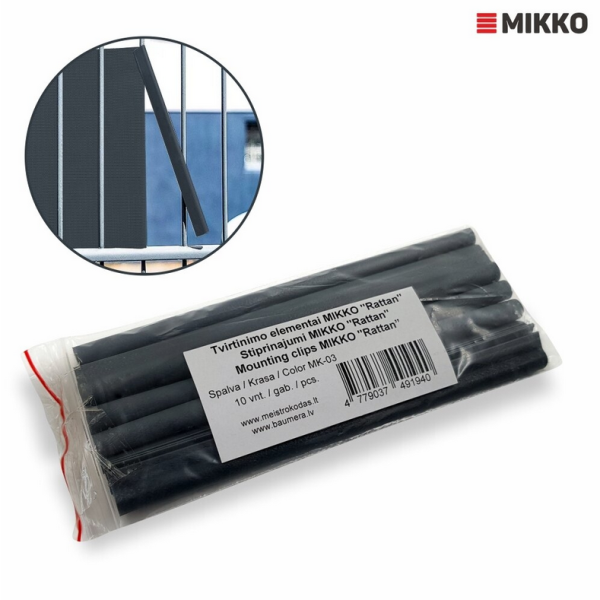 Klipsai tvoros juostai MIKKO Rattan 190 mm (10vnt) Grafitas MK - 03