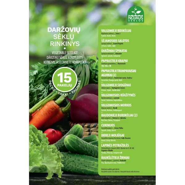 Köögiviljade seemnekomplekt 15 tk.