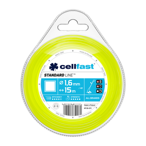 Cellfast trimmeri nöör STANDARD 1,6 mm x 15 m (ruut)