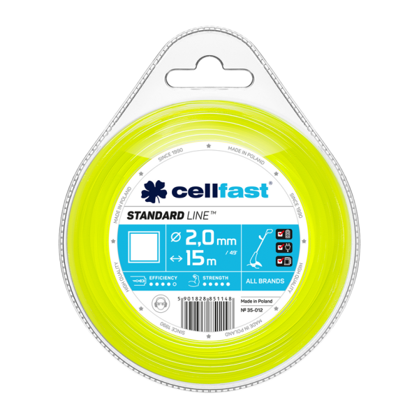 Cellfast trimmeri nöör STANDARD 2 mm x 15 m (ruut)