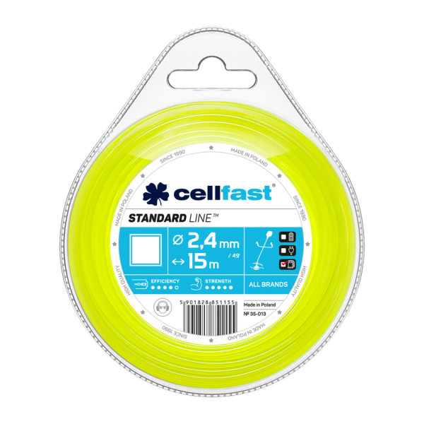 Cellfast trimmeri nöör STANDARD 2,4 mm x 15 m (ruut)