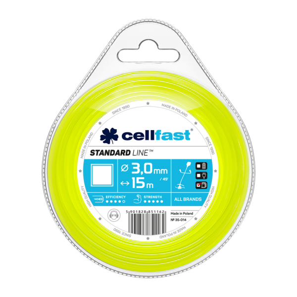 Cellfast trimmeri nöör STANDARD 3 mm x 15 m (ruut)