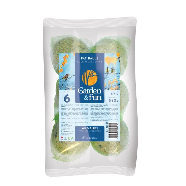 GARDEN & FUN metsikute lindude toidupallid, 6 tk, 90 g/tk