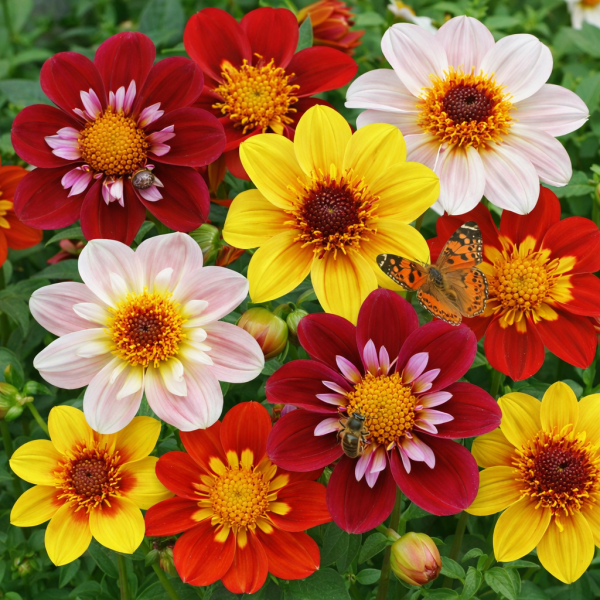 XL Dekoratyvinių jurginų mišinys Happy Bee & Butterfly 5 sv.